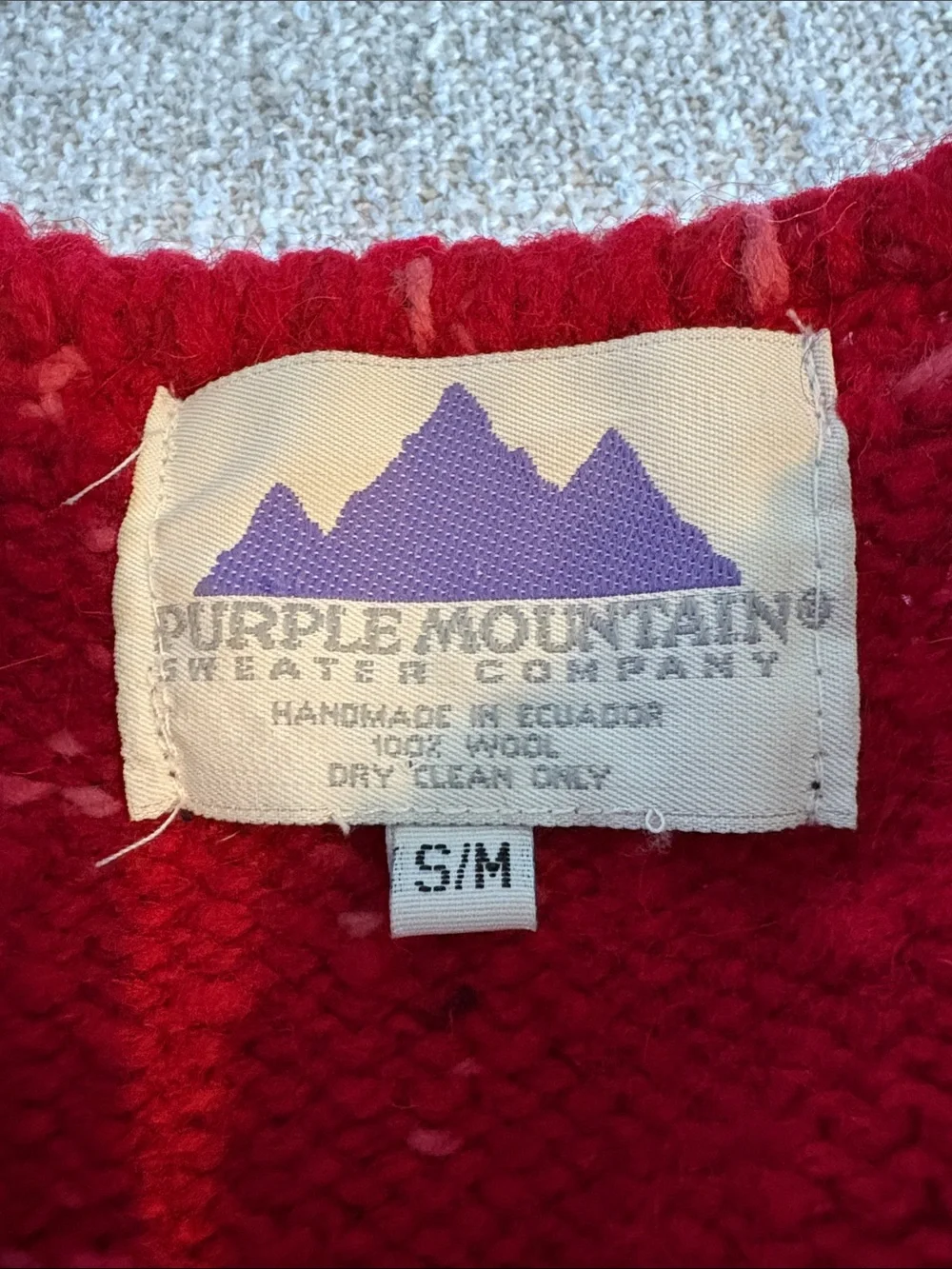 Vintage Purple Mountain Weather Gear Red Speckled Cardigan Sweater Womens S/M